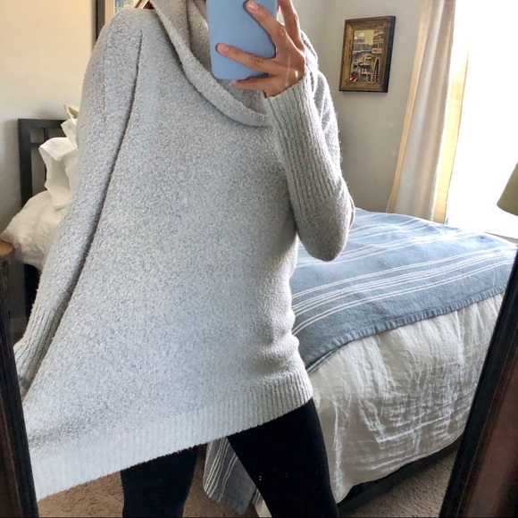 French Connection Fuzzy Grey Cowl Neck Sweater Sm - Picture 3 of 9